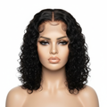 Deep Wave Bob Lace Front Wig Natural Black 