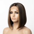 Straight Bob Lace Front Wig Blonde Highlights 