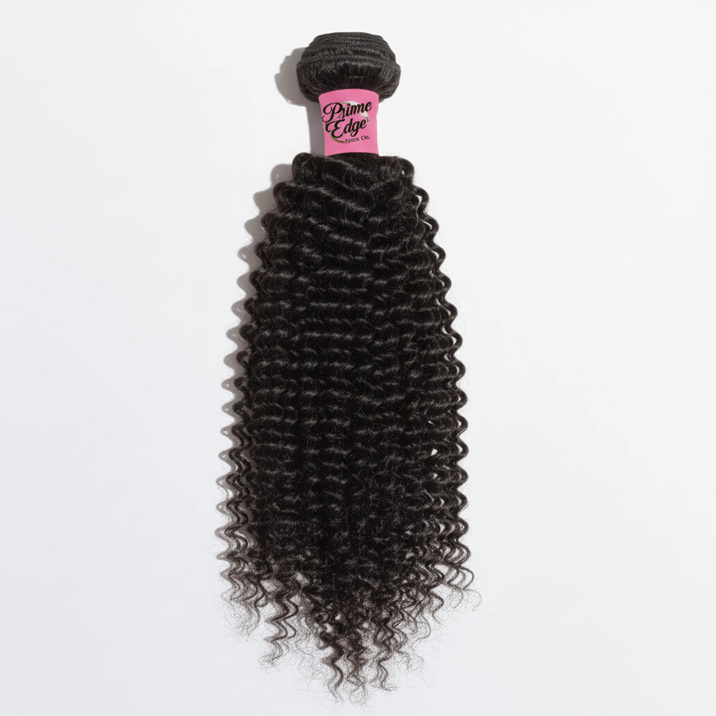 Kinky Curly Virgin Brazilian Hair Bundle with Prime Edge Hair Co. Branding