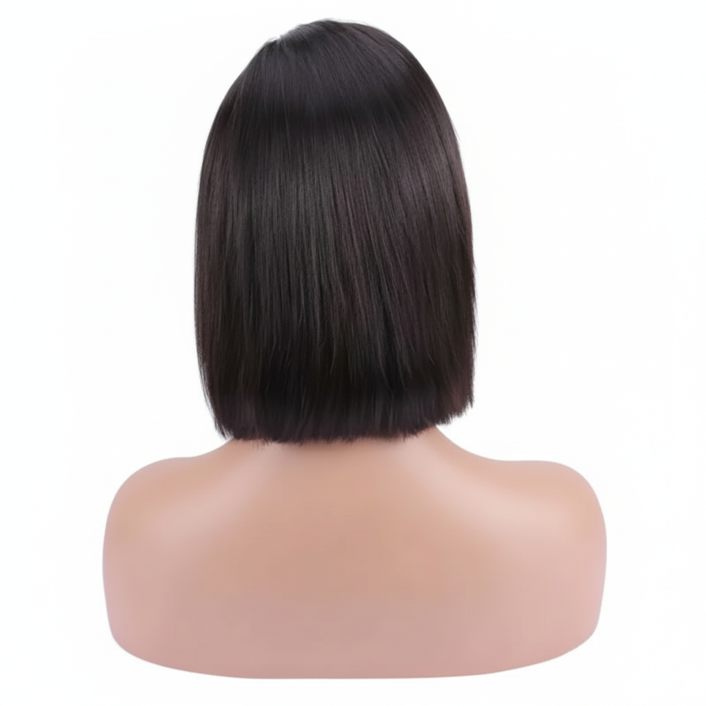 Straight Bob Lace Front Wig - Back View White Background